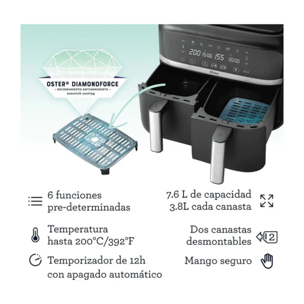 Freidora de Aire Oster 7,6L Dual - Image 4