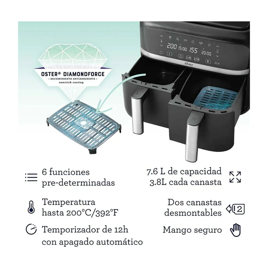 Freidora de Aire Oster 7,6L Dual - Image 4